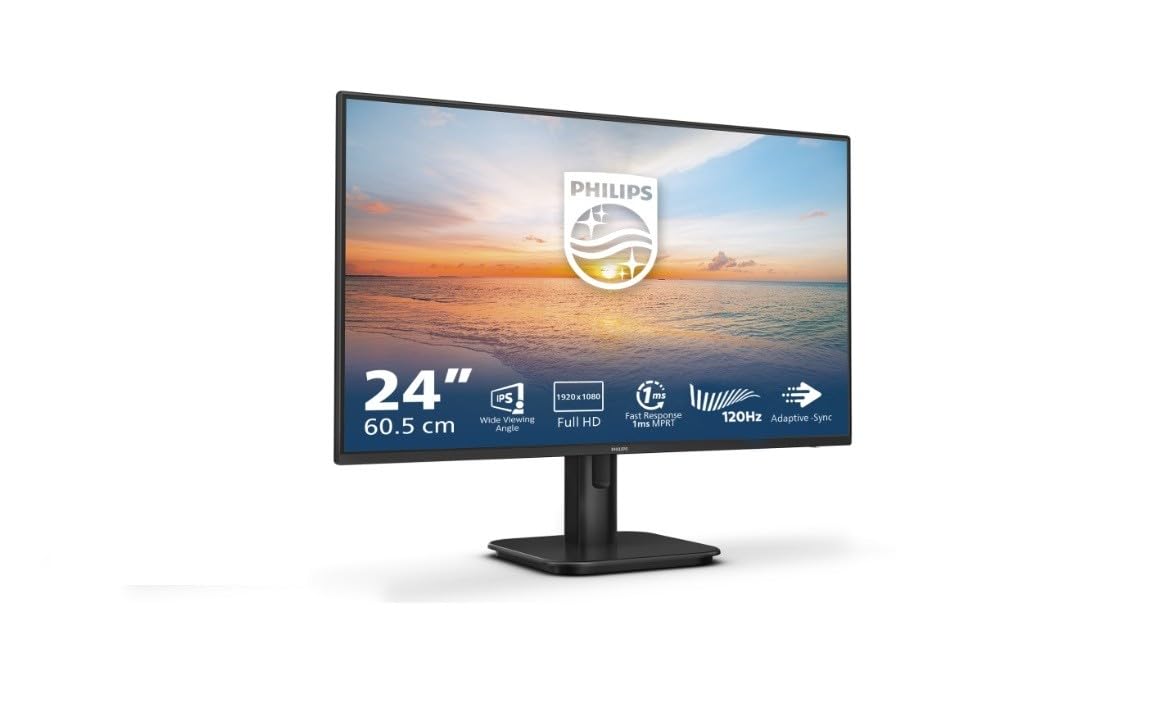 Philips 24E1N1100A - 24 Inch Full HD Monitor, Built-in Speaker, 1 ms Response Time (1920 x 1080, 100 Hz, VGA, HDMI 1.4) Black