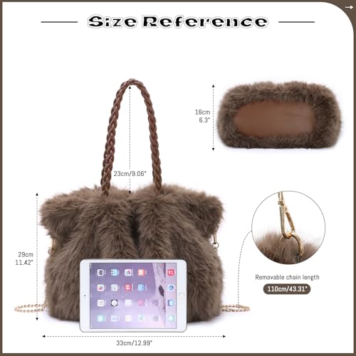 Bolso de peluche sintético GOKTOW para mujer, 3 vías miniatura 3