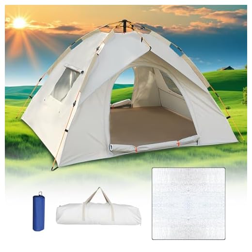 Tenda Campeggio 3-4 Posti Con Cuscinetto Antiumidità,Tenda da Campeggio,Tenda Pop Up,Ultraleggero, Impermeabile, Isolante, Protetto Dai Raggi UV, per lo Zaino in Spalla, Escursionismo e Altro Ancora