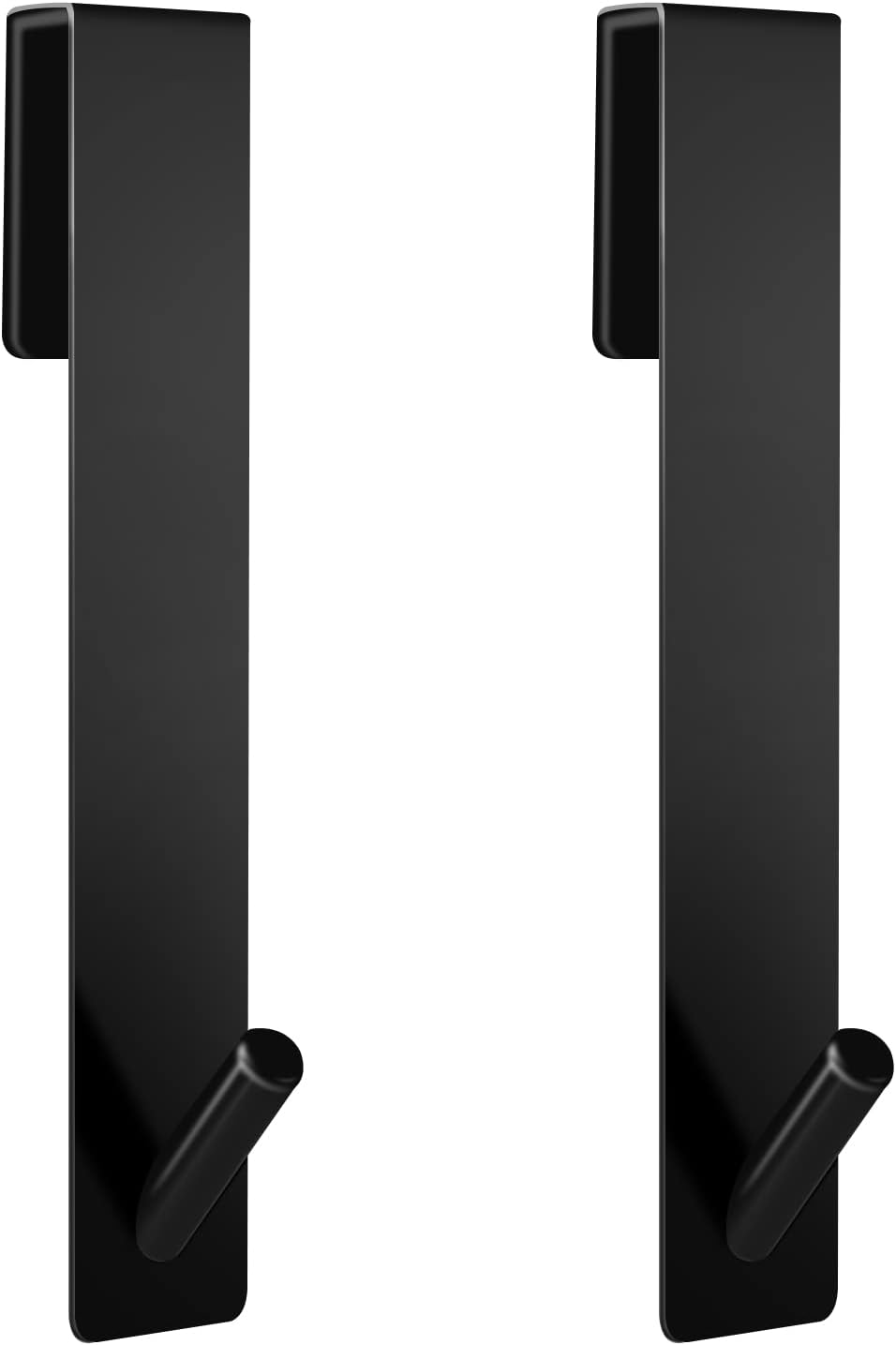 QENETY Over Door Hooks 2 Packs Bathroom Glass Door Hangers, Towel Hooks Stainless Steel no Punching Over Door Hanger for Hanging Coats Hats Robes Towels, Bathroom Bedroom (17.8cm, Black)