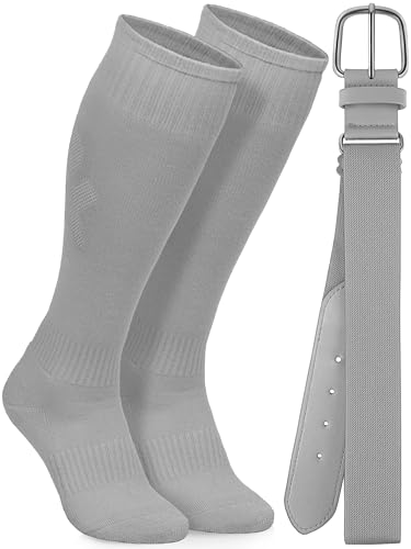 Image of Baseball Socks and Belt Set Cotton Youth Softball Socks for Boys Girls
