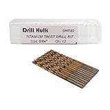 Pack of 12, 5/64-Inch Titanium Nitride Coated Drill Bit, Premium M2 High Speed Steel, Jobber Length, for Metal, Plastic, Wood