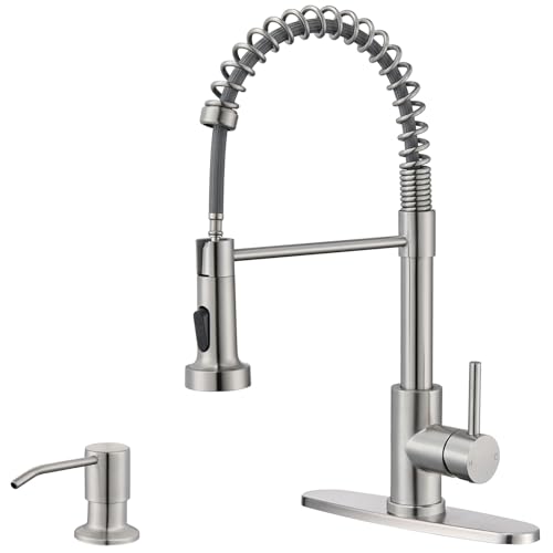 SOEBIZ Kitchen Faucet with Soap Dispenser, Brushed Nickel