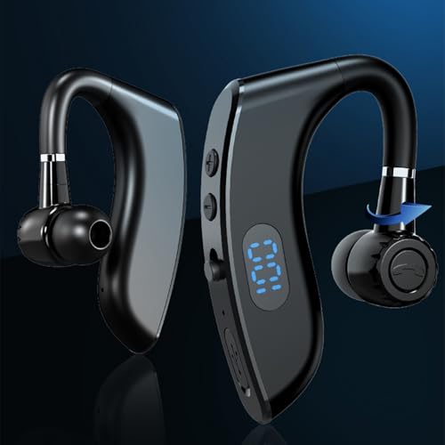 Bluetooth ヘッドセット 片耳 左右耳兼用 Bluetooth V5.3 片耳 Type-C急速充電 24時間再生 IPX6防水 270°回転 耳掛け式 片耳 LEDバッテリー残量ディスプレイ 物理ボタン 自動ペアリング 瞬時接続ワイヤレス ブルートゥース ヘッドセットビジネス/運転/オフィス スマートフォンに対応 ミニ 軽量 (ブラック)