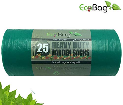 EcoBag | Bolsa de basura para patio, 20  25 galones (25 piezas), bolsas de césped de alta densidad, multiusos, bolsas de jardín 100% recicladas, forros fuertes para latas