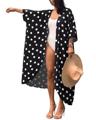 Image of Bsubseach Stylish Tie Dye Open Front Long Kimono Swimsuit Coverup for Women
