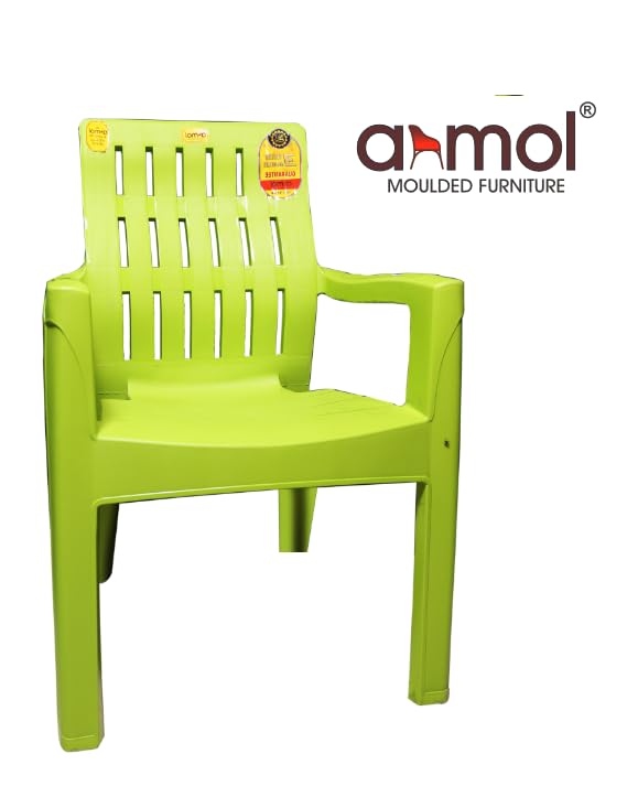 Anmol New Designed Rest High Back Volvo Chair Heavy Duty Quality Matters for us Plastic Outdoor Chair,Living Room,Dinning,Garden,Balcony,resturant Green (Pack of 1) 4
