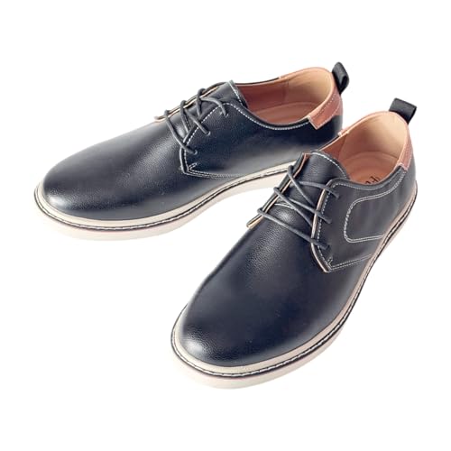 Image of Mens Derby Shoes Casual Lace Up Dress Shoes Lightweight Synthetic Leather Work Shoes with Non Slip Rubber Sole
