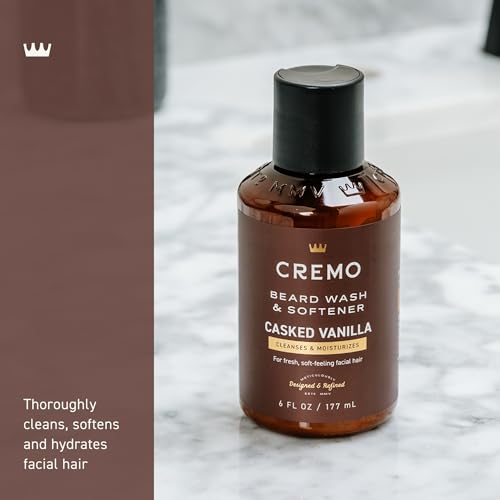 Image of Cremo Casked Vanilla 2n1 Beard Wash & Softener, Specifically Designed to Clean, Moisturize and Soften All Lengths of Facial Hair, 6 Fl Oz