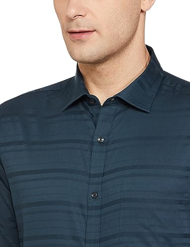 Image of Park Avenue Slim Fit Striped Dark Petrol Shirt