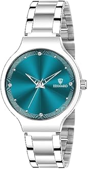 EDINARO Gorgeous Analogue Round Studded Dial Watches for Women and Ladies Watch with Stainless Steel Adjustable Bracelet Strap with Double Lock Clasp Watches for Girls