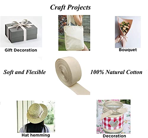 Funornam 2Inch Wide Herringbone Cotton Rug Seam Ribbon Webbing Carpet Binding Trim Twill Tape For Diy Craft Sewing, Handle Cloth Bag, Handbag Tote-Purse 10Yards (Natural) #TOP5