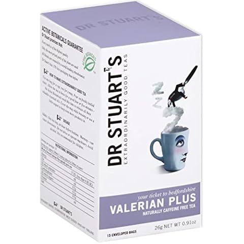 Dr Stuart's Valerian Plus | Blend of Chamomile, Valerian Root & Fennel | Naturally Caffeine Free | Herbal Tea | Bedtime Tea Helps in Restful Sleep & Relaxation | 0.91 Oz (15 Teabags) Cover