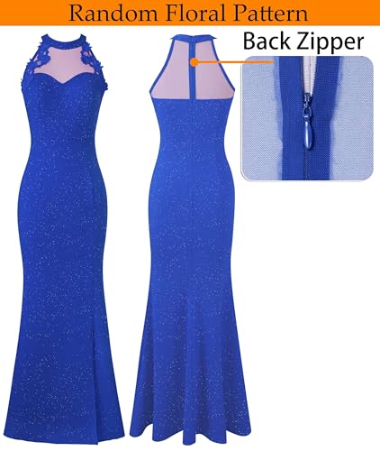 Image of VFSHOW Womens Formal Sexy Halter High Slit Prom Wedding Guest Maxi Dress 2023 Illusion Sweetheart Neckline Evening Long Gown