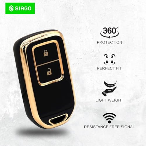 Image of SIAGO TPU Key Cover Compatible with Honda BRV | WRV | CRV | Jazz | City 2 Button Smart Key (Black Pack of 1)