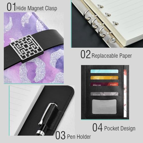Carnet de notes ligné en cuir léopard violet 17x23 cm pour ne plus perdre vos idées