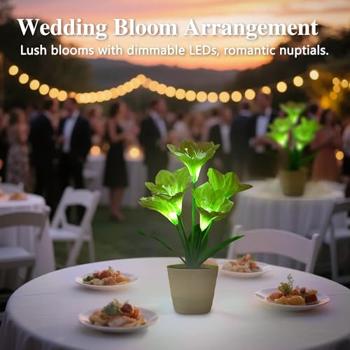 Image of Artificial Lily Fower Lamp - Artificial Potted Flower Light, Christmas Birthday Gifts for Women Wife Girlfriend Mom Anniversary Bedroom Bar Coffee Shop Night Light Lamp Home Decor