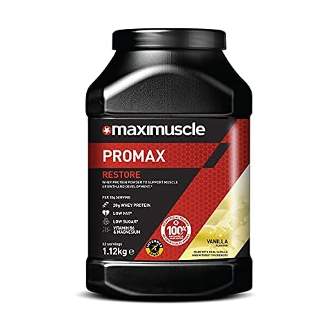 Maximuscle Promax Restore Whey Concentrate Protein Powder for Muscle Growth and Development, Vanilla, 1.12 kg - 32 Servings Cover