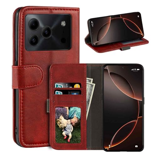 Doogee Note 56 Lite 4G�ƌ݊��������� �t�F�C�N���U�[�t���b�v�P�[�X - ���b�h | 6.56" �t�H���I�E�H���b�g�P�[�X�A�J�[�h�X���b�g�A�}�O�l�b�g�J�A�X�^���h�@�\��RFID�u���b�N�t��