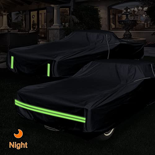 Image of Waterproof Car Cover Compatible with Chevrolet El Camino 1968-1972, 300D with Inner Cotton Liner All Weather Classic Car Covers with Zipper Door Reflective Strips Lock for Snow Rain Dust