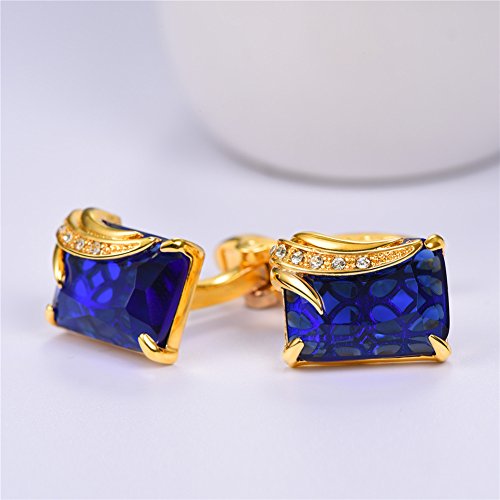 U7 Men Cufflinks for Wedding Christmas Business Platinum or 18K Gold Plated Crystal Fancy Stone Cuff Links, Custom Photo Cufflinks,Gift Packed4
