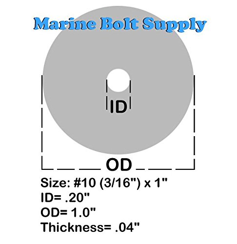 Type 18-8 Stainless Steel Fender Washers Size #10 X 1" (Pack Of 100Pcs) Marine Bolt Supply #TOP1