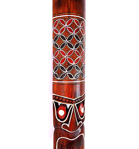 Coco Papaya Masque Tiki Bois 100cm Motif coloré. Déco Tiki.