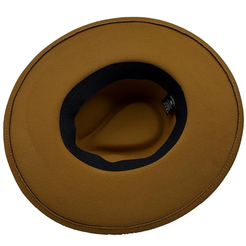 Image of Classic Wide Brim Fedora Hat for Women Man Floppy Panama Hat Western Felt Outdoor Hat with Band Sun Protection
