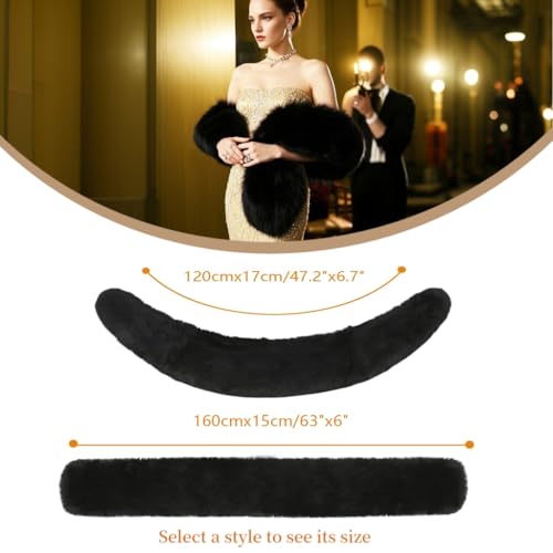 Long Women's Faux Fur Collar Scarf Wrap, All-season Party Fur Stole Warm Scarves Shawl Shrug Neck Warmer2