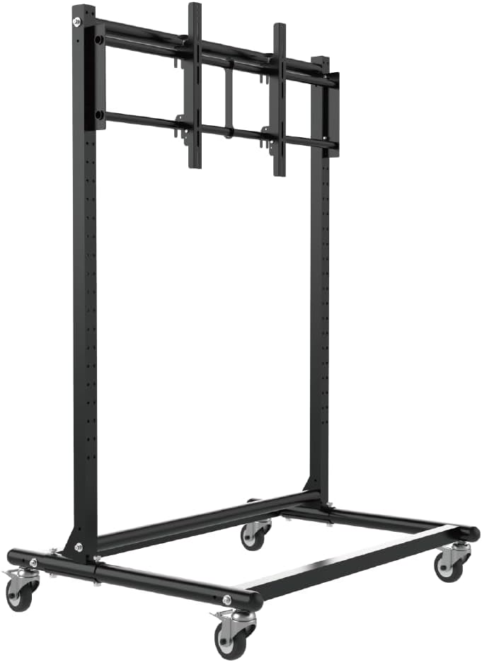 55-86" Heavy Duty Mobile Display Mount with Wheels, Industrial VESA 800x400 Bracket, 220 lbs Capacity