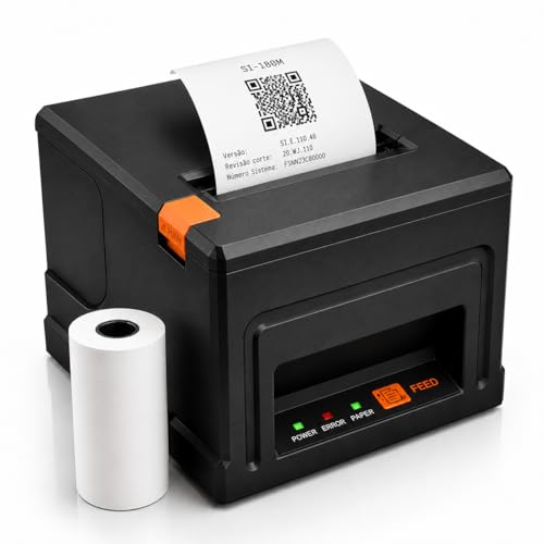 Impressora Térmica SI-180M 80mm USB LAN 220mm/s com Guilhotina Automática Não Fiscal ESC/POS Delivery PDV — Kit com 2 Bobinas