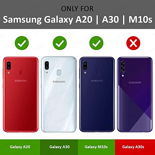 Image of WOW IMAGINE Shock Proof Flip Cover Back Case Cover for Samsung Galaxy A20 | A30 | M10s (Flexible | Leather Finish | Card Pockets Wallet & Stand | Blue)