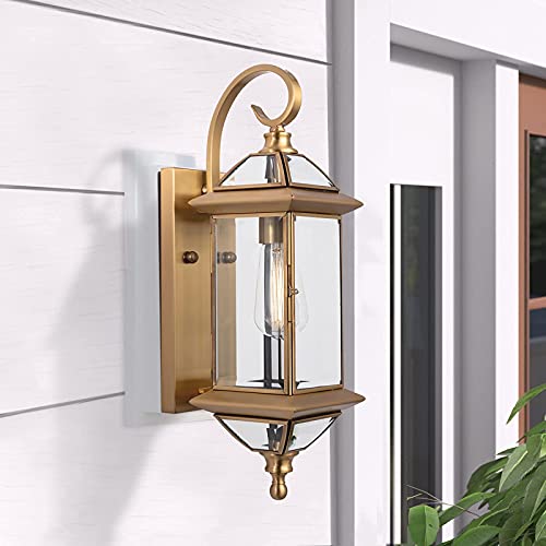 Gazelighting Gaze Copper Outdoor Wall Lights 18.5" H Porch Light Oil Rubbed Brass Exterior Light Fixture With Clear Glass,Outdoor Light Fixture For Patio, Garage, Front Porch 1 Pack,Bulb Not Included #TOP2