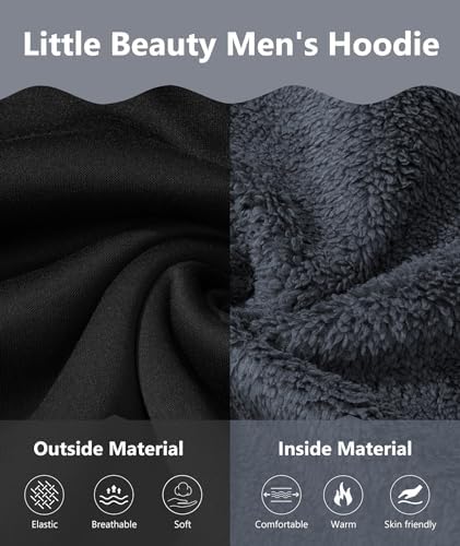 Image of Little Beauty Hoodies for Men Zipper Jacket Fleece Sherpa Lined Winter Wool Heavyweight Sweashirts