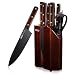 Kitchen Knife Set, OOU 8 Piece Chef Knife Set with Wooden Block, High Carbon Stainless Steel Knife Set, Cutlery Knives Set with Ebony Wood Handle, FDA Certified BO Oxidation for Anti-rusting