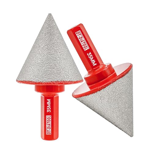 DT-DIATOOL Diamond Beveling Chamfer Bits - Diamond Countersink Drill Bit 2 Inch with Hex Shank for Enlarging Trimming Shaping Existing Holes of Granite Marble Porcelain Tiles,Size of 0 to 50mm 2pcs