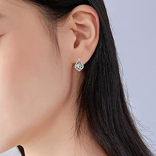 Lotus Earrings 925 Sterling Silver Yoga Lotus Jewelry Lever back Earrings Stud Earrings Gifts for Women Mom4