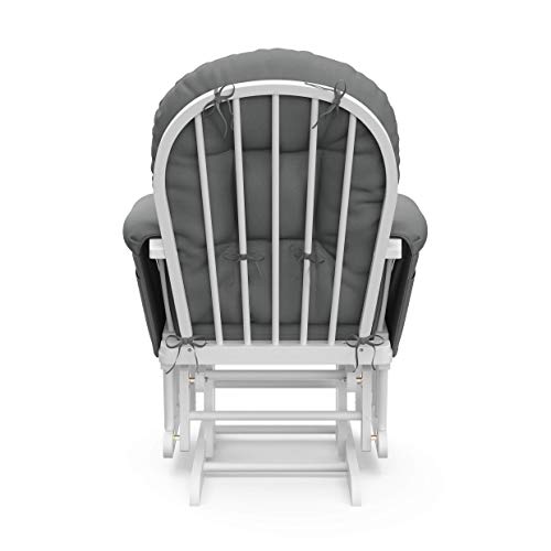 Storkcraft Premium Hoop Glider & Ottoman (White/Gray) &mdash; GREENGUARD Gold Certified Nursery Glider, Solid Wood Craftsmanship, Smooth-Gliding, Award-Winning