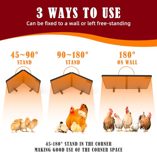 Image of Chicken Coop Heater Inside Coop with Remote Control, 180W Foldable Radiant Heaters, 30''x12'' Large Heating Panel Warmer for Cozy Winter with Adjustable Timer and Temp, Safer Than Brooder Heat Lamp