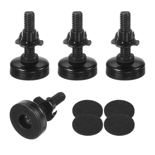 Image of M METERXITY 4-Pack Furniture Feet 3 /8 inch-16 Thread W T-Nut Kit 1320LBS Black | Adjustable Furniture Leg Levelers, Adjustable Leveling Feet Supports, for Tables /Cabinets /Large Base Supports