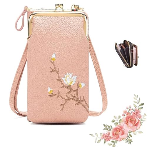 Quantifyn Wallet,Women Sling Cross-Body Wallet with Mobile Cell Phone Holder,Mini Leather Shoulder Bag