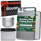 DUAL-SIDED FUNCTIONALITY – Our double sided cutting board stainless steel set offers a durable steel surface for everyday food prep and a second surface suited for general kitchen tasks, ideal for stainless cutting boards for kitchen versatility use....