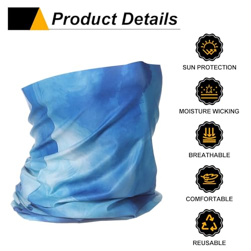 HARFINGTON 2pcs Summer Cooling Neck Gaiter Sun Protection Face Mask Fishing Neck Gaiter Unisex Sunscreen Breathable Bandana for Fishing Outdoor Sports, Gradient Blue-Cyan4