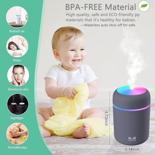 Image of 300ml Essential Oil Diffuser & Humidifier - Ultrasonic Cool Mist with Quiet Operation, LED Lights - Aromatherapy Air Freshener for Home, Office, Car(Colours May Vary)