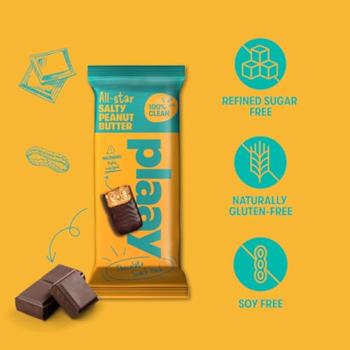 Plaay Salty Peanut Chocolate Bar – Premium Dark Chocolate with Roasted Peanuts, Clean Ingredients, No Refined Sugar, Guilt-Free Snack – 35g