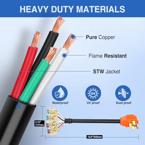 Image of Nilight 50 Amp to 110V RV Adapter Cord 50 Amp to 20A RV Distribution Adapter Cord 4 Prong 14-50P Male to 4X 5-15R /5-20R Female ETL Listed for RV Camper Generator Household Outlet