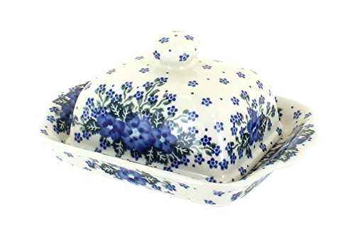 Blue Rose Polish Pottery Melanie Square Butter Dish
