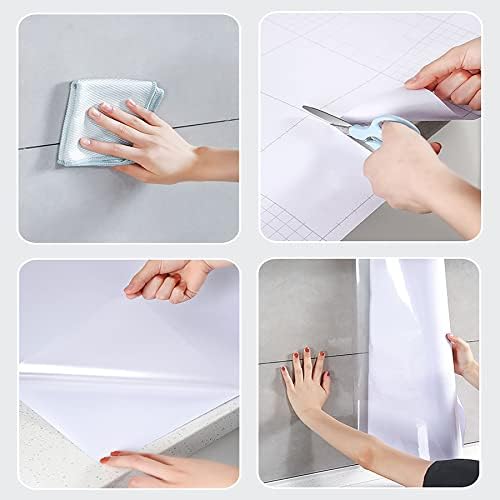 Sticky Back Plastic Clear Self Adhesive Vinyl Film Transfer Paper Waterproof Oilproof Peel and Stick Wallpaper 40X300cm Transparent Book Covering Kitchen Protective Backsplash DIY