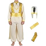 ZBH1985 Disfraz de lujo del príncipe árabe Aladdin vestido de manga larga con tocado traje de rendimiento