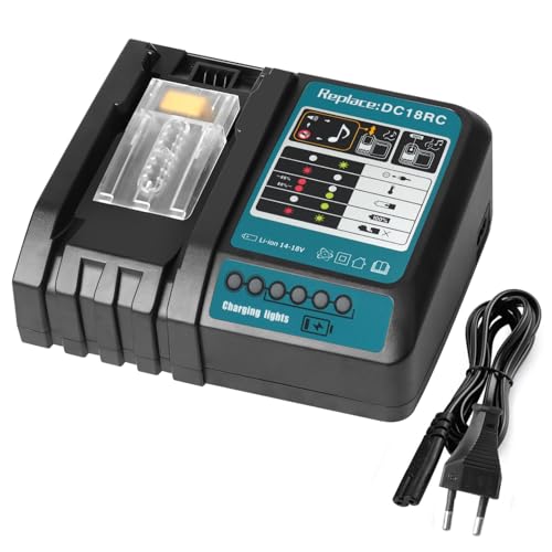QUPERR DC18RC Schnellladegerät Kompatibel mit makita 14.4V/18V Lithium-Ionen Akku BL1815N BL1820 BL1830 BL1840B BL1850 BL1860 BL1450, Ersatz für DC18RD DC18RA DC18SD DC18SE